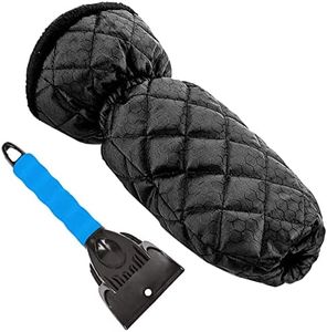 Ice Scraper for car, Snow Removal, Waterproof Glove with Thick Fleece Lining, Frost Protection Mittens Will Scratch Frost and ice from windscreens with Ease