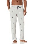 Nautica Mens Soft Woven 100% Cotton Elastic Waistband Sleep Pajama Pant, Grey Heather, Medium