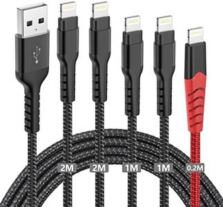 Azhizco iPhone Charger 5Pack [0.2m+1m+1m+2m+2m], MFi Certified Lightning Cable iPhone Charger Cable Nylon Braided iPhone Fast Charger Cable for Apple Charger iPhone 14/13//12/11/X/8/7/6/5 iPad iPod