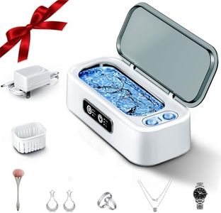 SUNPOW Ultrasonic Jewelry Cleaner Machine– Dual Chambers for Contact Lenses & Jewelry, 45kHz Sonic Cleaner for Silver & Gold, Rings, Earrings, Glasses, Watches, Necklaces – Quiet 45dB, Deep Cleaning