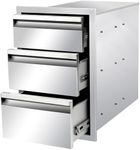 SGOLAN Outdoor Kitchen Drawers 14" W x 21" H x 23" D Triple BBQ Drawers Stainless Steel Built-in Drawer for Outdoor Kitchen Island, Patio Grill Station