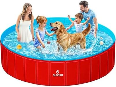 Sloosh Foldable Dog Pool - Portable Hard Plastic Doggie Swimming Pool, Anti-Slip Collapsible Pets Bath Tub Suitable for Indoor Outdoor Backyard Use (Red, 71" x 12")