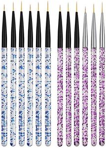 Mwoot 12Pcs Nail Art Brush Liner Pens, 3 Differents size Nail Tip Detail Design Brushes Set, Acrylic Nail Drawing Brushes For Women UV Gel Painting