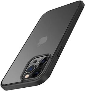 TENDLIN Funda Compatible con iPhone 13 Pro, Carcasa Antiarañazos Translúcida Mate Panel Posterior y Suave Marco de Silicona Tacto Cómodo Case - Negro
