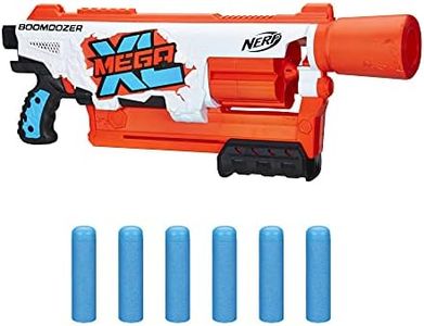 NERF Mega XL Boom Dozer Blaster, Largest Mega Darts Ever, XL 6-Dart Rotating Drum, 6 Mega XL Whistler Darts, Pump Action