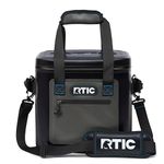 RTIC Soft Cooler 12 Can, Insulated Bag Portable Ice Chest Box for Lunch, Beach, Drink, Beverage, Travel, Camping, Picnic, Car, Trips, Floating Cooler Leak-Proof with Zipper, Blue/Grey