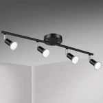 4 Way Ceiling Light Fitting, Rotatable Ceiling Spotlight Black Kitchen Spot Light Ceiling Bar Adjustable Modern Swiveling Lamp GU10 Bases for Bedroom Living Room Showroom (No Bulbs)