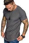 COOFANDY Men's Fashion Gym Workout Shirt Bodybuilding Clothing Running T-Shirt Grey L