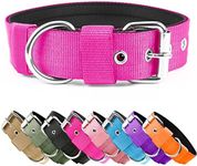 Heavy Duty Tactical Dog Collar - 1.5" Width Military Durable Thick Nylon with Adjustable Metal D Ring & Buckle Working Training K9 Collar for Medium Large Dogs (Hot Pink, M(17"-20"))