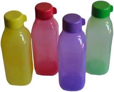 Tupperware Square Plastic Water Bottle Set, 1 Litre, 4-Pieces, Assorted
