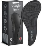 Lily England Detangle Hair Brush for Thick, Curly & Straight Hair - Detangling Hairbrush for Women, Kids & Toddlers with Flexible Bristles - Smooth Detangler for Wet & Dry Hair, Matte Black