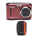 Kodak PIXPRO Friendly Zoom FZ43 16 MP Digital Camera with 4X Optical Zoom and 2.7" LCD (Red) Case Bundle