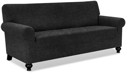 URBANLIFE 1-Piece Stretch Sofa Slipcovers for 3 Cushion Couch, Super Stretch Spandex Non-Slip Sofa Cover with Elastic Bottom, Machine Washable Furniture Protector for Kids & Pets, Black