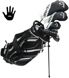 2024 Callaway Tall Mens Left Handed Complete Golf Set Driver, Wood, Hybrid, Irons, Odyssey Putter Reg Flex +1"" Length LH, Black, White, Blue