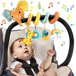 Funsland Spiral Pram Toys for Babies, Musical Infant Car Seat Toys Stroller Spiral Hanging Toys for Baby Girl 3-12 Months, Sensory Early Education Fox Crib Spiral Pushchair Toys Toy for Baby