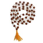 Dravina Trader Original Rudraksha and Sphatik Mala / Rosary to Wear Japa Sadhna Meditation Yoga for Men / Women with Authenticity Certificate