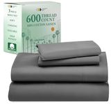 California Design Den Luxury 3 Piece Twin Sheet Set - 100% Cotton, 600 Thread Count Deep Pocket Fitted and Flat Sheets, Soft Hotel Quality Bedding and Pillowcases with Sateen Weave - Gray