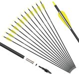 KESHES Archery Carbon Arrows for Recurve, Longbow, Traditional Bows – 30-Inch Archery Arrows - Removable Nocks & Tips for Target Practice – Durable Archery Accessories for Youth & Adults (12 Pack)