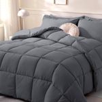 DOWNCOOL Comforters Queen Size, Duvet Insert,Dark Grey All Season Duvet, Lightweight Quilt, Down Alternative Hotel Comforter with Corner Tabs (Dark Gray, Queen 88x92 Inches)