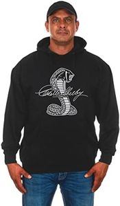 JH Design Group Mens Ford Shelby Cobra Zip-Up Hoodie with Front & Back Emblems, Black, 3X-Large