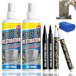 Gravestone Cleaner, Headstone Cleaner for Graves with Black and Golden Tombstone Marker Pen, Stone Cleaner Gravestone Cleaning Kit, Efficient Cleaning No Damage to Stone (2PC)