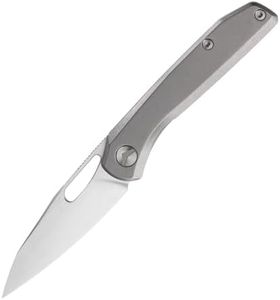 FerraMonster Folding Pocket Knife, 3.23" S90V Blade EDC Knife with Titanium Handle, Small Pocket Knife with Clip and Frame Lock, Sharp Camping Hiking Hunting Survival Knives for Men (Silver)