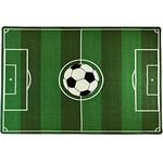 Mybecca Kids Rug Soccer Field 5'x7' (Approx:4'11" X 6' 10") Non-Slip Gel Backing (59" x 82") Children Area Rug for Playroom & Nursery