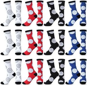 Cozypower 12 Pairs Volleyball Soccer Basketball Socks Novelty Casual Funny Stocking Sports and Outdoors Socks for Women Men(Volleyball)