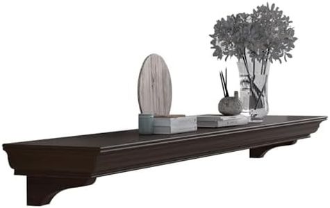 Fireplace Mantel with Invisible Heavy Duty Wood Bracket, Wall Mount Handcrafted Hollow Floating Mantel Shelf for Electric or Traditional Fireplace, Rustic Farmhouse Modern Style (60 Inch, Walnut)