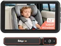 Babyvue BV6 Wireless Baby Car Camera Easy to Install, No Wiring Car Baby Monitor with HD1080P IR Night Vision, 5.2" Screen Car Seat Camera 3X Zoom for Kids