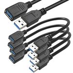 SaiTech IT 4 Pack 15cm Short USB 3.0 Male A to Female A Extension Cable 5GBps for Laptop/PC/Mac/Printers- Black