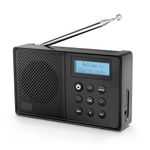 WOVTE DAB+ Digital Radio - Portable, Rechargeable & Mains Powered with Bluetooth, 40 Presets, LED Display, Alarm Clock, Sleep Timer & Headphone Socket