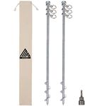 Ground Anchors Screw in - 24" Set of 2 with Drill Bit - Earth Anchors - Ground Stakes Heavy Duty - Mobile Home Anchors - Shed Anchor Kit - Swing Set Anchors - Tree Stakes - Awning Canopy Anchor