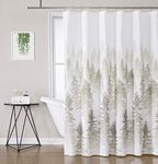 Forest Shower Curtain Waterproof Fabric Liner Tree Print Decorative for Bathroom Spa Hotel Modern Landscape with Buttonholes 70"x72" Tan and White