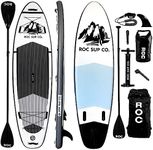 Roc Inflatable Stand Up Paddle Boards 10 ft 6 in with Premium SUP Paddle Board Accessories, Wide Stable Design, Non-Slip Comfort Deck for Youth & Adults (Black and White)