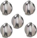 WB03T10284 Burner Control Knobs for General Electric GE Range, Stove, Oven Knob Replaces AP4346312, 1373043, AH2321076, EA2321076, PS2321076, Stainless Steel Finish (5 Pack)