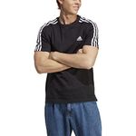 adidas Men's Essentials 3-Stripes Single Jersey T-Shirt, Black/White, X-Large