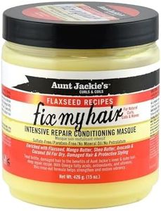 Aunt Jackie's Flaxseed Recipes Fix My Hair, Intensive Repair Conditioning Masque, Helps Prevent and Repair Damaged Hair, 15 Ounce jar