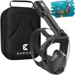 Full Face Snorkel Mask for Adults | Unique CO2 Safe Valve System | 3X Larger Snorkel for Easy Breathing | Premium Snorkel Gear from Khroom (L/XL Black+Soft-Case