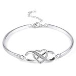 ASH'S CHOICE Bracelet for Women, 925 Sterling Silver Bracelet Infinity Love Heart Bracelets, Sparkle Bracelet Bangle Cuff Sterling Silver Slider Adjustable Bracelet for Women Ladies Mother's Day