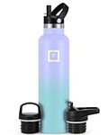 IRON °FLASK Sports Water Bottle - 24 oz, 3 Lids (Straw Lid) - Leak Proof, Durable Double Walled Stainless Steel - Gym Bottles for Men, Women & Kids - Insulated Thermos, Hot & Cold Hiking Canteen