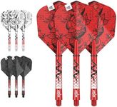 TARGET Darts Nathan Aspinall Ink Design No.6 Dart Flights & Medium (48mm) Shafts Stems - 9 Flights and 9 Shafts in Total