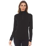 Minus33 Merino Wool Women's Sequoia Midweight 1/4 Zip, Black, Medium