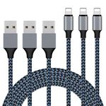 iPhone Charger Cable, Sundix Lightning Cable 3Pack 10ft Nylon Braided Charging Cord Compatible iPhone XR XS XSMax X 8 8 Plus 7 7 Plus 6 6s Plus SE 5 5s 5c iPad iPod (Blue)