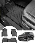 Floor Mats Fit for Jeep Grand Cherokee 2022 2023 2024 (fit 5 & 7 seat) TPE All Weather Custom Fit Car Floor Liner Heavy Duty Original Floor Liners for 1st 2nd Rows Car Mats, Black