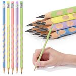 AUAUY 12Pcs HB Pencil Non-Slip, Multicolor Kids Writing Drawing Graphite Pencils with Eraser, HB Wooden Black Lead Pencils for Children Student Adults School Office Wedding Party(Hole Pencil)