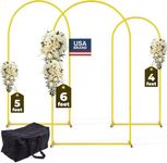3 Pack Gold Metal Arch Backdrop Stand Set - 6FT, 5FT, 4FT Balloon Stand for Weddings Ceremony, Parties, and Baby Showers - Door Frame Backdrop Stand