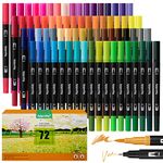 Eglyenlky 72 Dual Tip Brush Pens, Adult Coloring Markers with Fine and Brush Tip for Kid Adult Artist Drawing Journaling Lettering Calligraphy