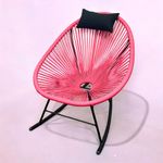 Modern Vibrant Coloured Rocking Chair with Cushion. Indoor/Outdoor Lounge Chair for Garden, Patio, Porch and Decking. Banana (Yellow), Raspberry (Pink), Orange, Black, Brown & Grey (Pink)