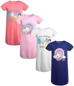 Sweet & Sassy Girls Short Sleeve Unicorn Nightgown Pajamas (4 Pack), Size 12, LoveUnicorn Ice Cream